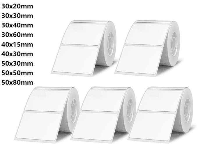 Etiquettes papier blanc 30x20 -> 50x80